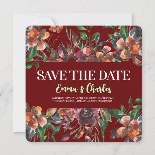 Dark Wild Blume Save the Date Einladung (Vorderseite)