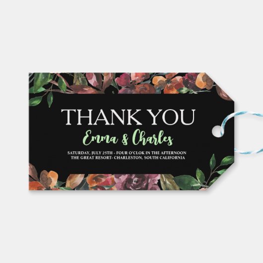 Dark Wild Blume Save the Date Geschenkanhänger (Vorderseite (Horizontal))