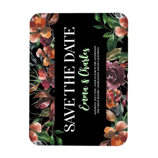 Dark Wild Blume Save the Date Magnet (Vertikal)