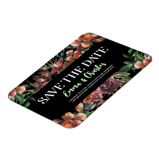 Dark Wild Blume Save the Date Magnet (Linke Seite)