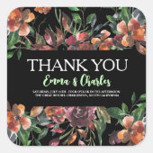 Dark Wild Blume Save the Date Quadratischer Aufkleber (Vorderseite)