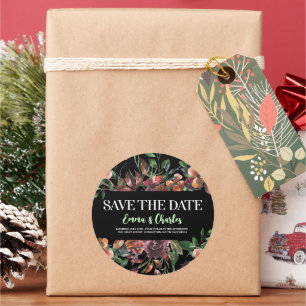 Dark Wild Blume Save the Date Runder Aufkleber