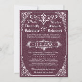 Dark Wine Gothic Viktorianisch Damask Wedites Einladung (Vorderseite)