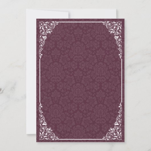 Dark Wine Gothic Viktorianisch Damask Wedites Einladung (Rückseite)