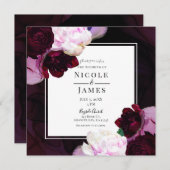 Dark Wine Moody Floral Moderne Elegante Glam Weddi Einladung (Vorne/Hinten)