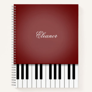 Dark Wine Red Piano Music - Custom-Tastatur Notizblock