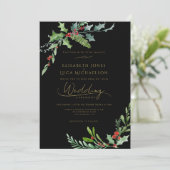 Dark Winter Berry Moody Botanical Monogram Wedding Einladung (Stehend Vorderseite)