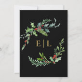 Dark Winter Berry Moody Botanical Monogram Wedding Einladung (Rückseite)
