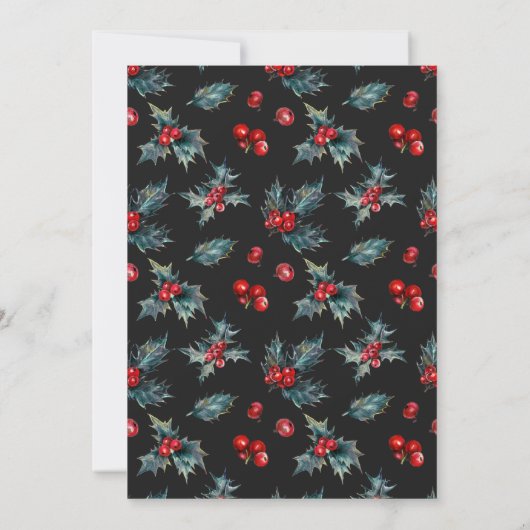 Dark Winter Wedding Holiday Berries & Pine Cones Einladung (Rückseite)