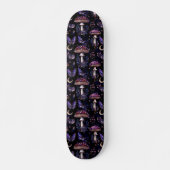 Dark Witchy Mushroom Butterfly Celestial Pattern Skateboard (Vorne)