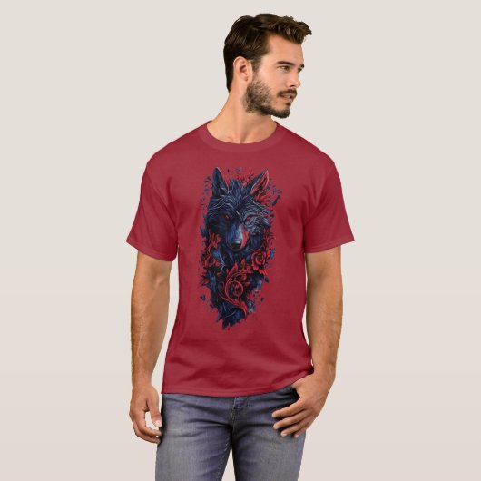 Dark Wolf & Crimson Rose T - Shirt - Blood Red Edi (Vorne ganz)