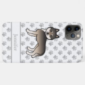 Dark Wolf Gray Siberian Husky Cartoon Dog & Name Case-Mate iPhone Hülle (Rückseite (Horizontal))
