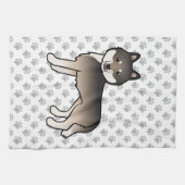 Dark Wolf Gray Siberian Husky Niedlich Cartoon Dog Geschirrtuch (Horizontal)