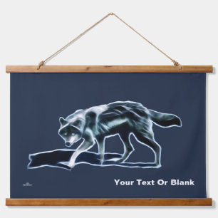 Dark Wolf Wandteppich Mit Holzrahmen