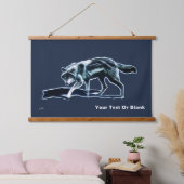 Dark Wolf Wandteppich Mit Holzrahmen (Schlafzimmer)