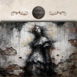 Dark Woman in Crumbling Wall Decoupage Seidenpapier