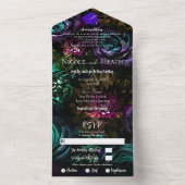 Dark Wonderland Bold Glam Floral Blume Hochzeit All In One Einladung (Innen Boden)