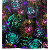 Dark Wonderland Bold Glamour Floral Blume Duschvorhang (Vorderseite)