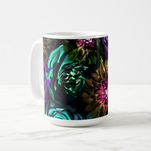 Dark Wonderland Bold Glamour Floral Blume Kaffeetasse (Vorderseite Links)