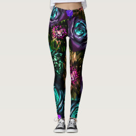 Dark Wonderland Bold Glamour Floral Blume Leggings