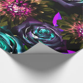 Dark Wonderland Bold Glamour Floral Blume Party Geschenkpapier (Ecke)