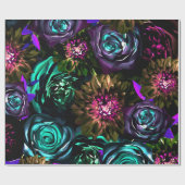 Dark Wonderland Bold Glamour Floral Blume Party Geschenkpapier (Flach)