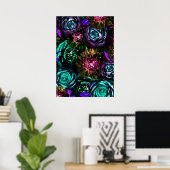 Dark Wonderland Bold Glamour Floral Blume Poster (Heimbüro)
