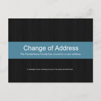 Dark Wood & Blue Adressenänderung Postkarte