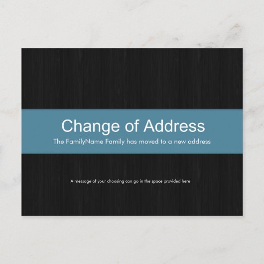 Dark Wood & Blue Adressenänderung Postkarte (Vorderseite)