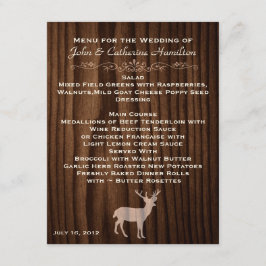 Dark Wood Deer Country Wedelmenü Menükarte