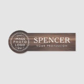 Dark wood Look Name Logo Namensschild (Vorderseite)