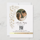 Dark Wood Monogram Photo QR Wedding Einladung (Rückseite)