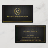 Dark Wood Monogram Zivil Engineer Business Card Visitenkarte (Vorne/Hinten)