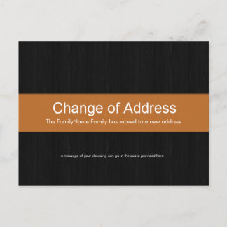 Dark Wood & Orange Adressenänderung Postkarte