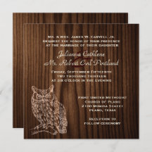Dark Wood Owl Wild Life Wedding Einladung