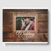 Dark Wood Vintage Wedding Foto Gästebuch (Vorderseite)