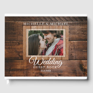 Dark Wood Vintage Wedding Foto Gästebuch