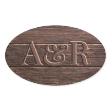 Dark Wooden Effect Sticker Monogramm,