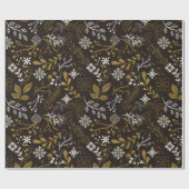 Dark Woodland Botanischer Schneeflocken Weihnachte Geschenkpapier (Flach)