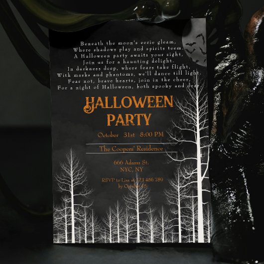 Dark Woods Gedicht Halloween-Party Einladung