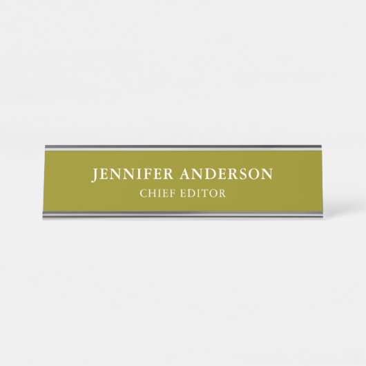 Dark Yellow Professional Modern Plain Minimalist Schreibtischnamensplakette (Vorderseite )