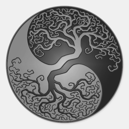 Dark Yin Yang Tree Runder Aufkleber (Vorderseite)