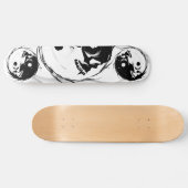 Dark Yin Yang Vampire Skull Religious Symbol Skateboard (Horizontal)