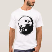 Dark Yin Yang Vampire Skull Religious Symbol T-Shirt (Vorderseite)