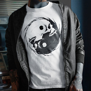 Dark Yin Yang Vampire Skull Religious Symbol T-Shirt