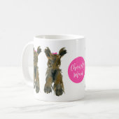 Dark Yorkie mit Pink Bow Kaffeetasse (Vorderseite Links)