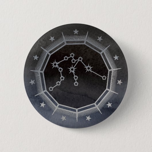 Dark Zodiac: Aquarius Birth Sign Black & Silver Button (Vorderseite)
