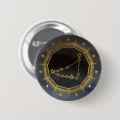 Dark Zodiac: Capricorn Birth Sign Black & Gold Button (Vorne & Hinten)