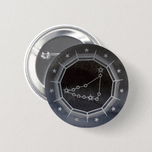 Dark Zodiac: Capricorn Birth Sign Black & Silver Button (Vorne & Hinten)