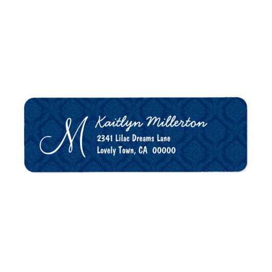 DarkBlue Damask Monogram M Wedding V608 (Vorne)